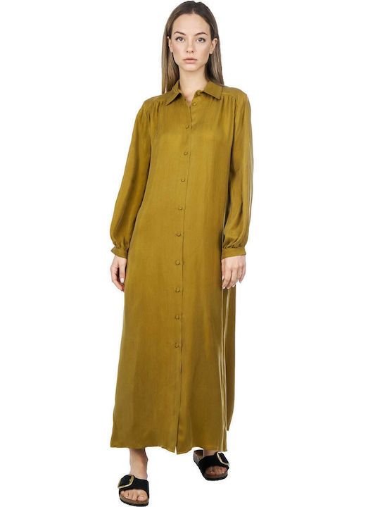 Maxi Hemdkleid Kleid Braun