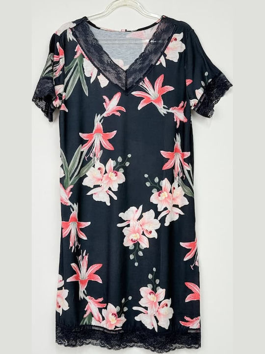 Fuanna Summer Women's Nightdress Navy Blue