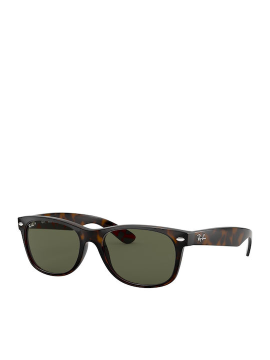 Ray Ban Wayfarer Унисекс Слънчеви Очила с Кафява Костенуркова Пластмасова Рамка и Зелени Поляризирани Стъкла RB2132 902/58