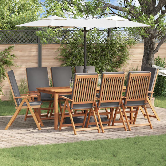 Garden & Outdoor Furniture Sets Living Room Set 8 Pieces Brown and Gray with Pillows