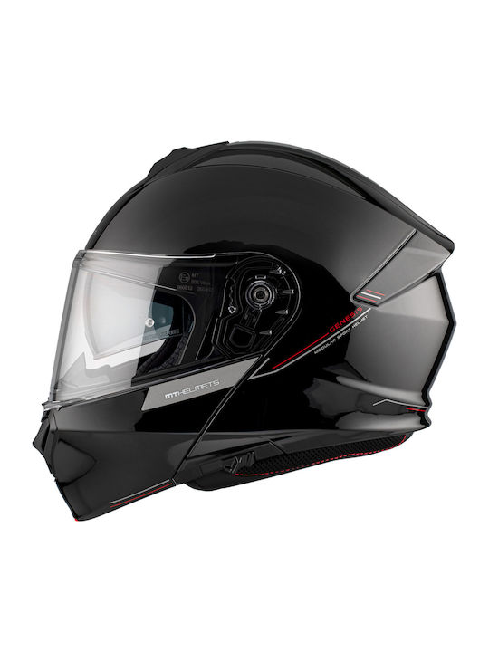 MT Genesis A1 Gloss Black Κράνος Μηχανής Flip-Up ECE 22.06 1650gr με Pinlock και Sunvisor