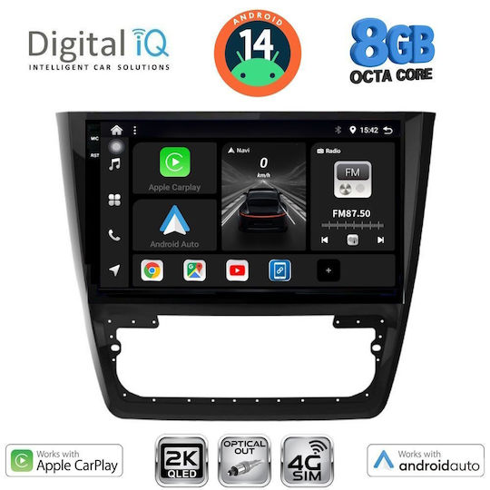 Digital IQ Car Audio System for Skoda Yeti 2014 (Bluetooth/USB/WiFi/GPS/Apple-Carplay/Android-Auto) with Touch Screen 10"