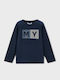 Kids' Shirt Long Sleeve Navy Blue Basic