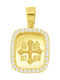 Eforo Gold Constantine Talisman with Stones 14K Gold Plated with Zircon