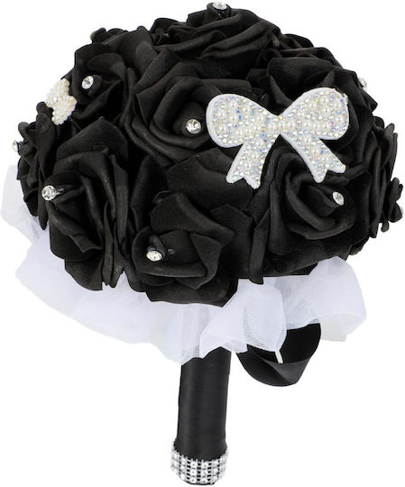 Buchet Artificial de Nuntă cu Cristale Decor Foto Negru