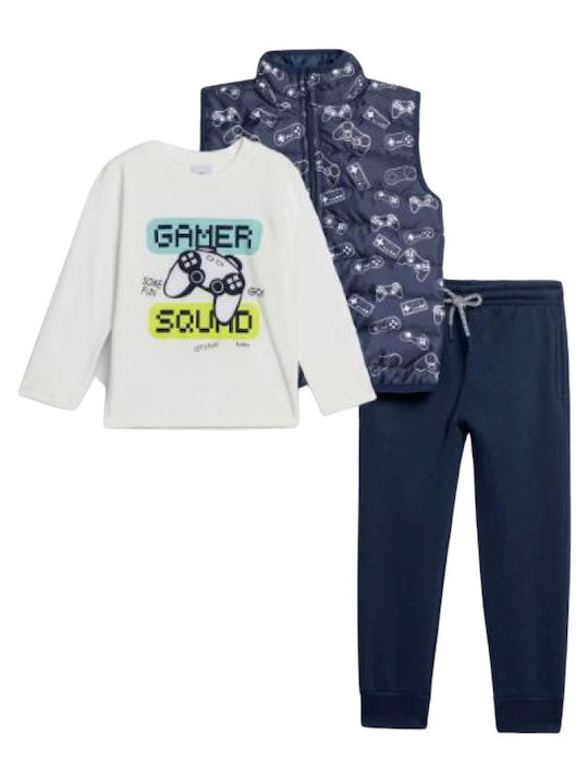 Funky Kids' Set with Pants Winter 3pcs Blue-ecru