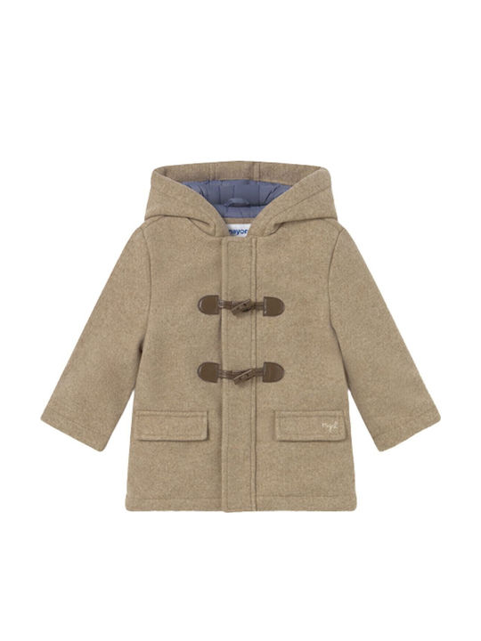 Mayoral Kids' Coat Montgomery Long with Hood Beige
