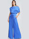 Damen Hoch tailliert Stoff Hose Royal Blue