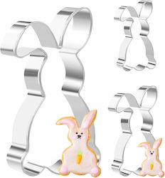 Easter Cookie Cutters 3 Pieces Stainless Steel Washable Rabbits