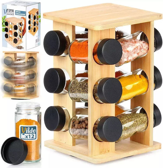 Orion Wooden Tabletop Rotating Spice Rack Beige 13pcs