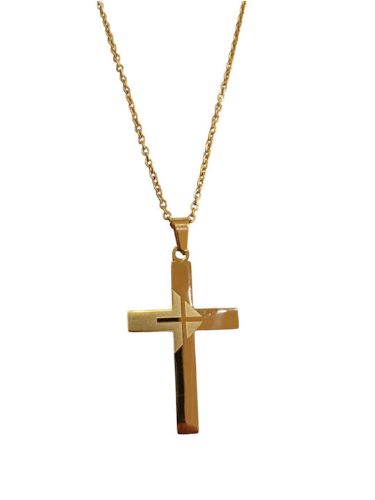 Kalliopi Silver Crucib Bărbat din Oțel Placate cu Aur cu Lanț