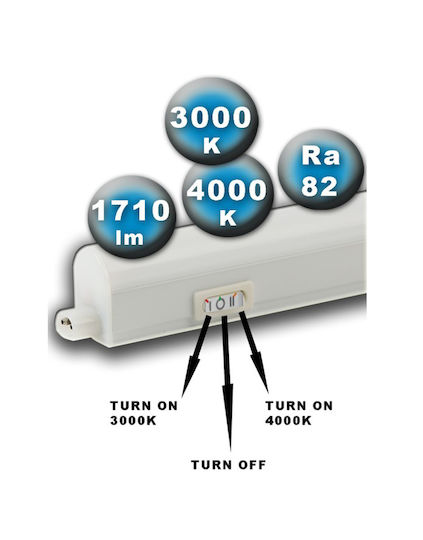 LED Light T5 18W 147cm CCT Tunable 3000/4000K 230V 1710 Lm Cable 1m with Switch Universe 2-U014878