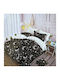Kotonia Home Set Husă de Pilotă Flanel Super Dublă cu 4 Fețe de Pernă & 1 Cearsaf 230x200 Negru