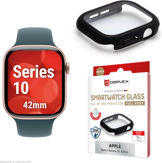 Displex Vollkörper-Glas-Schutzfolie Apple Watch Series 10 42mm Schwarz
