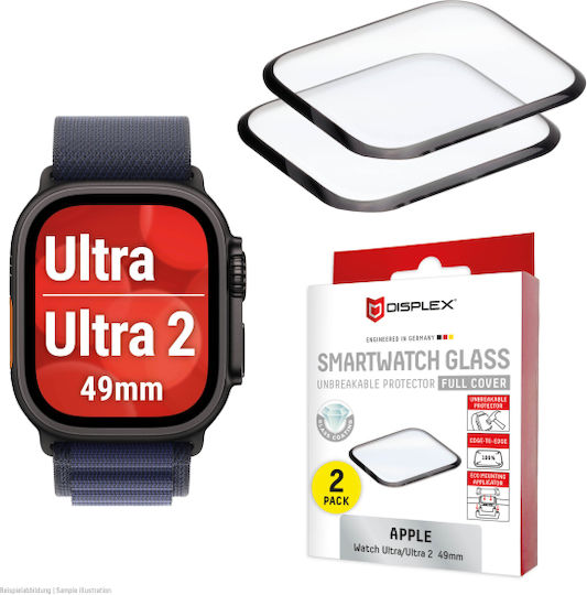 Displex Fc Glas Schutzfolie Für Apple Watch SE (2) 49mm Schwarze 2er Pack