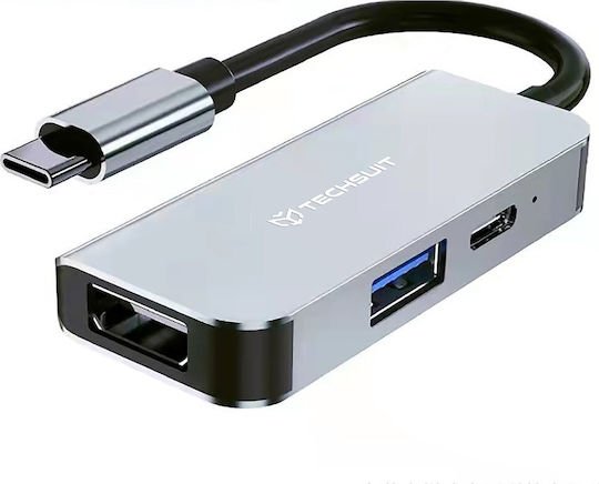 Techsuit H4 USB-C Docking Station με HDMI 4K PD Γκρι