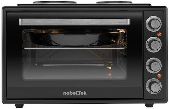 NobeLTek Cuptor Electric 60lt Cu 2 Plite De Bucătărie Și Aer Negru