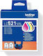 Brother LC521VAL Original Pack of 4 InkJet Printer Inks Yellow / Cyan / Magenta / Black (LC-521VAL)