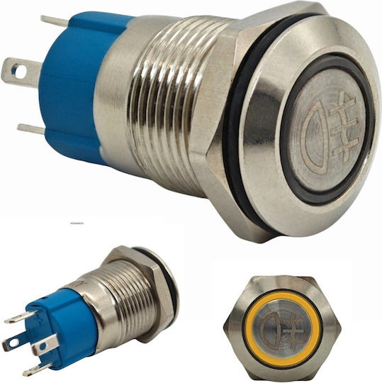 Led Fog Light Switch 12mm Chrome Momentary