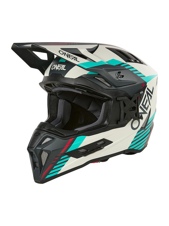 O'Neal EX-SRS Quin Gray/Teal Cască Moto Motocro...