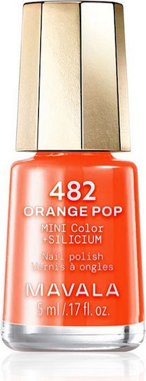 Mavala Switzerland +silicium Glossy Βερνίκι Νυχιών Μακράς Διαρκείας 482 Orange Pop 5ml