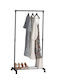 Ankor Wheeled Floor Garment Rack made of Metal Black 74.5x41.5x157cm