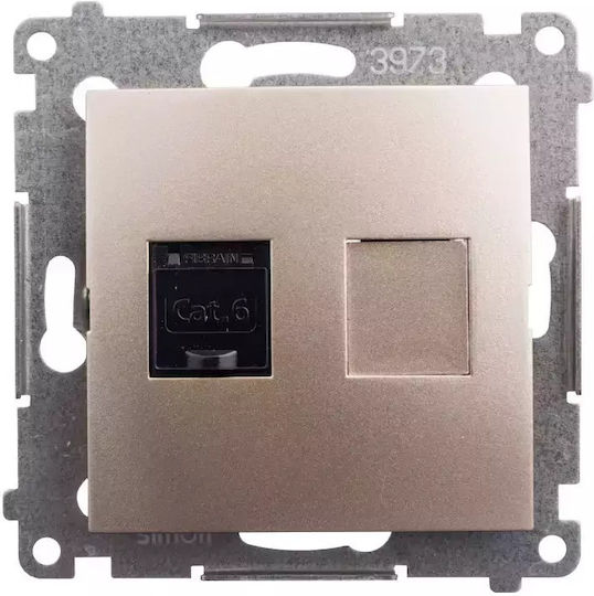 Kontakt-simon Priză de Rețea Computer Simon54 Single Rj45 Cat.6 Ecranată Aurie D61.01/44