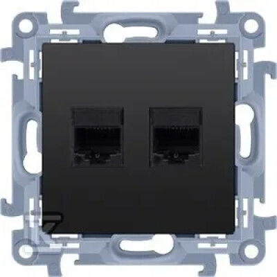 Simon 10 Computer Socket Double Rj45 Category 6 Shielded Module Matt Black C62e.01/49