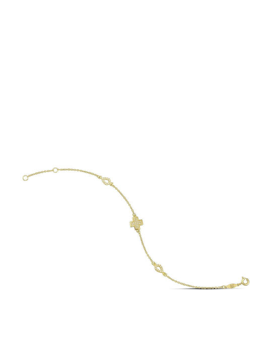 Themelidis Jewels Kids Bracelet from Gold 14K with Σταυρό & Stones