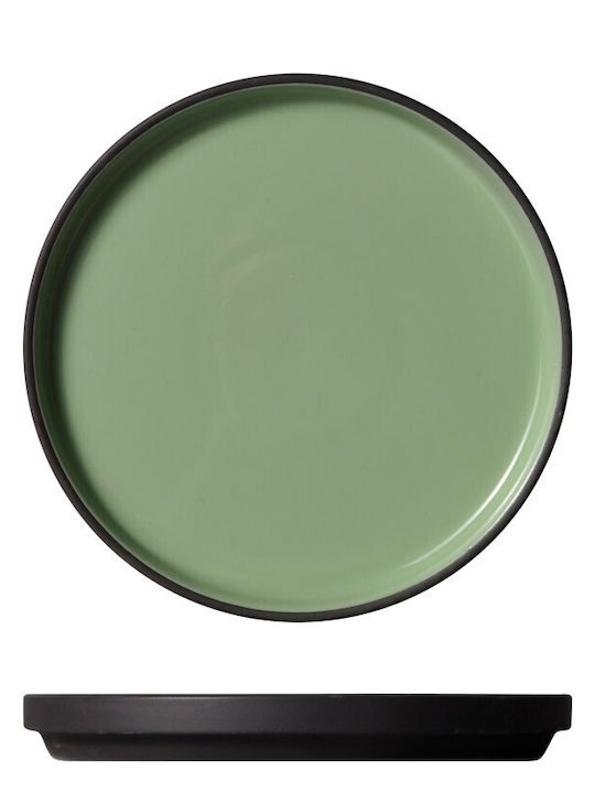 GTSA Plate Shallow made of Porcelain Green with Diameter 23cm