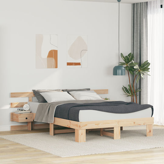Doppelbett aus Massivholz Braune mit Lattenrost für Matratze 150x200cm