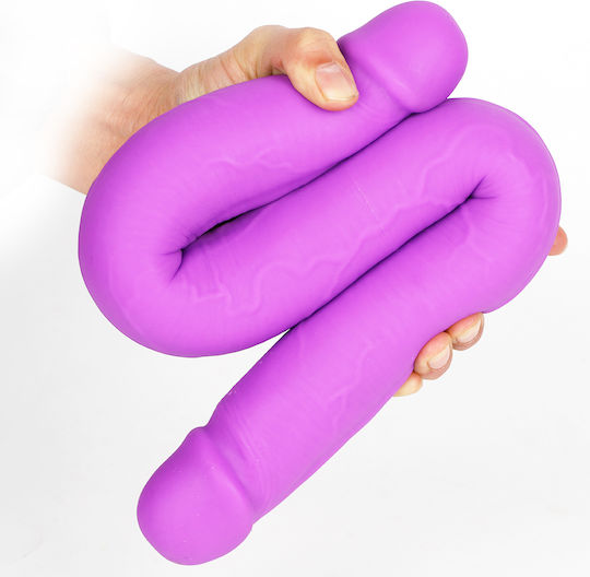 Silikon Doppelter Dildo Mit Hoden Lila 39cm
