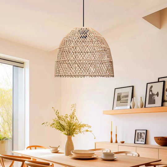 GloboStar Cestino Hängelampe Beige Boho mit Fassung E27 30x30x25cm.
