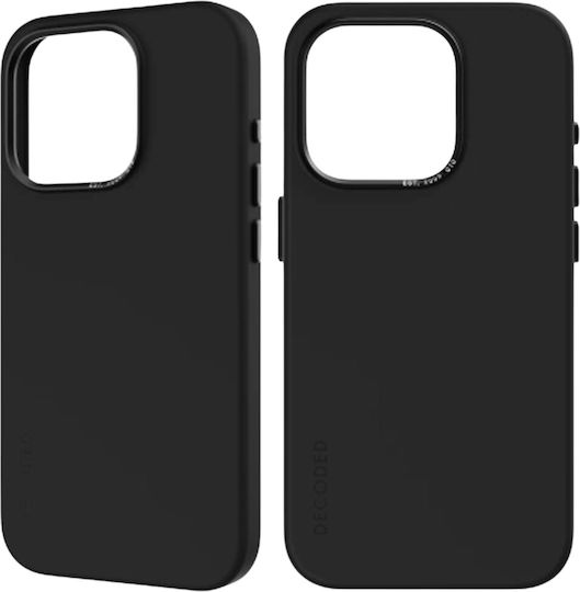 Decoded Задна корица Силикон / Кожа Черен (iPhone 15 Pro)