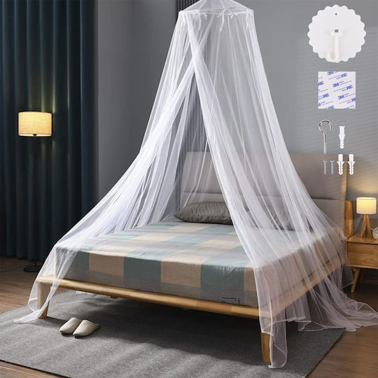 Aumayco Hanging White Bed Mosquito Net Drill-Free Installation Kit