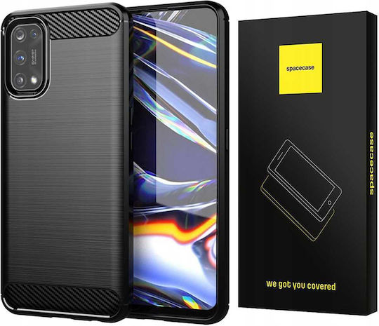 Spacecase Carbon Silicone Black Back Cover (Realme 7 Pro)