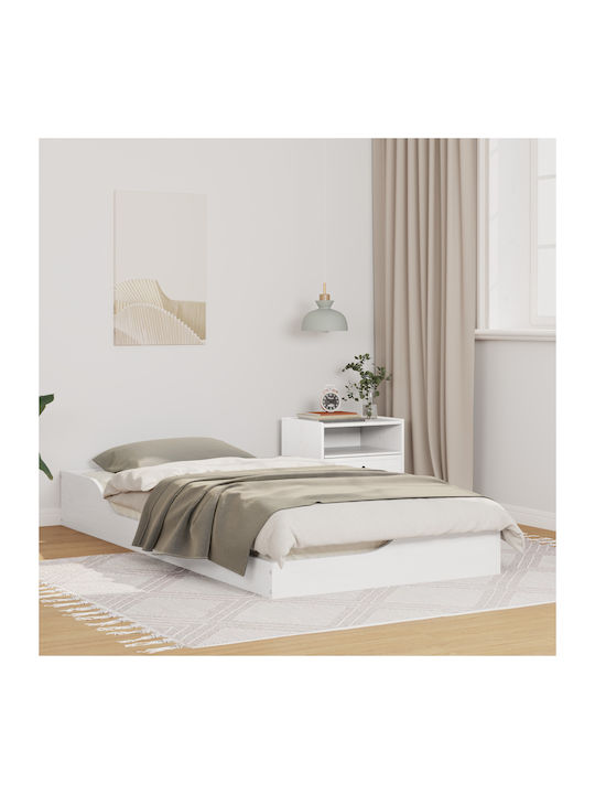 Single Bed Base Wooden White with Slats for Mat...