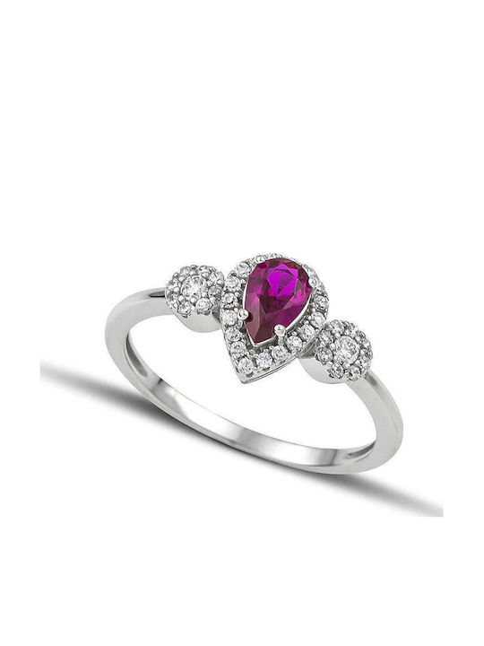 Themelidis Jewels Μονόπετρο Ροζέτα από Λευκόχρυσο 14K με Ζιργκόν