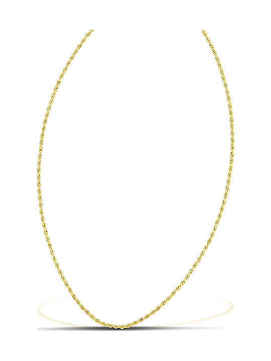 Themelidis Jewels Silver Chain Neck Spiral Gold-plated Thin Thickness 1.5mm and Length 50cm