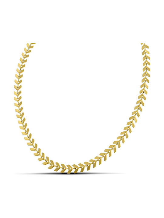 Themelidis Jewels Chain Neck made of Stainless Steel Gold-plated Wide Thickness 6mm and Length 65cm
