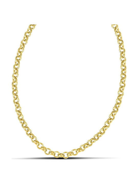 Themelidis Jewels Γυναικεία Αλυσίδα Λαιμού από Ανοξείδωτο Ατσάλι Επιχρυσωμένη Λεπτή Πάχους 5mm και Μήκους 55cm