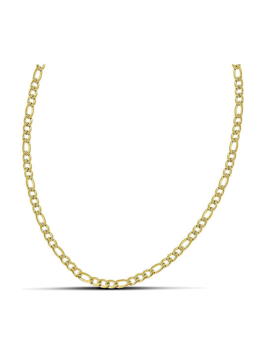 Themelidis Jewels Chain Neck made of Stainless Steel Gold-plated Thin Thickness 3.8mm and Length 45cm