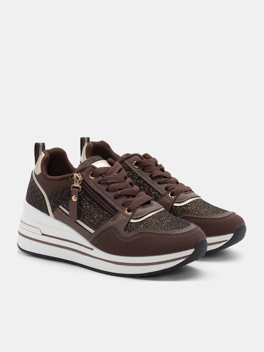 Damen Flatforms Sneakers Dark Brown