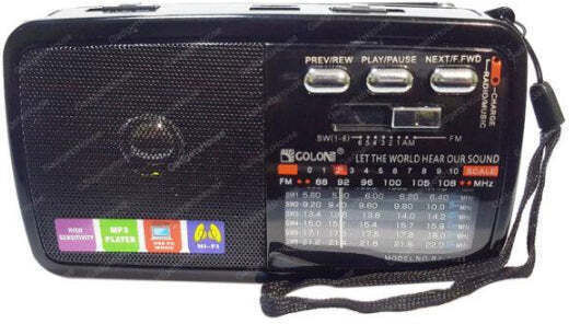 Golon RX-7600BT Portable Radio Rechargeable with Bluetooth and USB Black