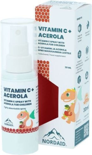 Nordaid Vitamin C + Acerola Βιταμίνη Spray για Ενίσχυση του Ανοσοποιητικού, τo Δέρμα & Αντιοξειδωτική δράση 35mg Κεράσι 30ml