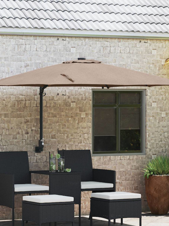 Umbrella Floor Aluminum Brown with LED Lighting 2.48x2.47m