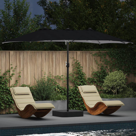 Aluminium Garten- und Terrassen-Sonnenschirm Schwarz 3,85x2,09xH2,44m