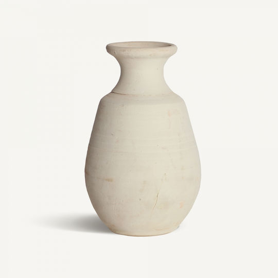Decorative Ceramic Ecru Vase Vical Width 16cm Depth 16cm Height 31cm