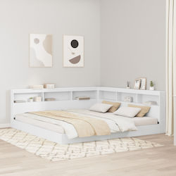 vidaXL Табла За Легло Дървено Бяло 217.5x76.5см