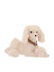 Iliadis White Fabric Lying Dog With Red Green Collar 54x31x35cm